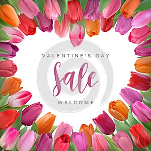 Valentine's day sale card with tulips