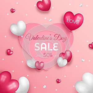 Valentine`s Day sale promotion website design. and the background