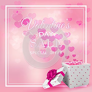 Valentine`s day sale template. Vector