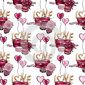 Valentine\'s day seamless pattern design.