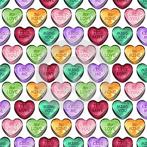 Valentine\'s day seamless pattern design. Hearts candies