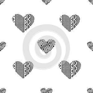 Valentine's Day seamless pattern with lacy hearts