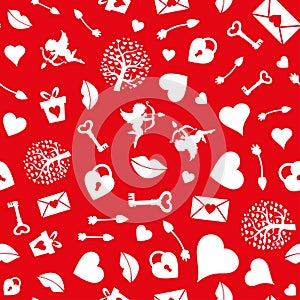 Valentine`s day seamless pattern. Vector illustration