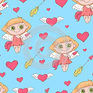 Valentine s Day seamless patterns. Set of love and romantic backgrounds