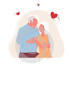 Valentine`s day senior couple. Senior couple love concept isolated on the white background