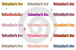 Valentine’s day. Set of Valentine’s day phrases. Y2K collection.