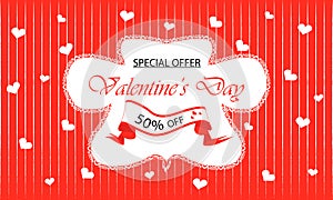 Valentine`s Day Special Offer Red Background