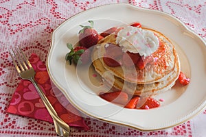 Valentine's Day Strawberry Pancakes