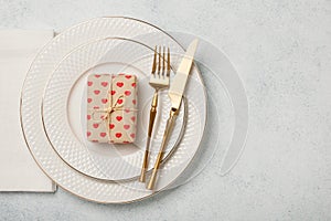 Valentine`s Day table setting