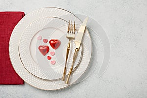 Valentine`s Day table setting