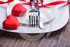 Valentine's day table setting concept.