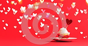 Valentine`s day theme with cupcake and heart