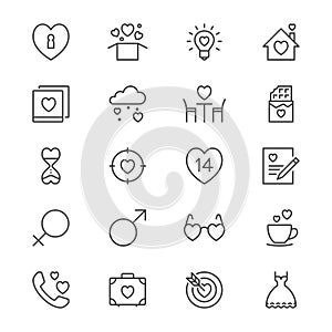 Valentine`s day thin icons