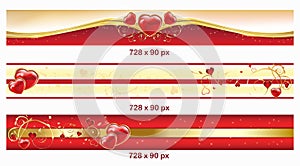 Valentine`s Day, three banners set