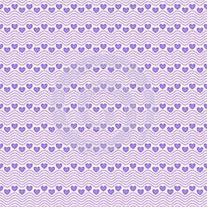 The seamless pattern has a purpple heart and a wave motif. photo