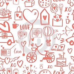 Valentine`s Day vector seamless pattern