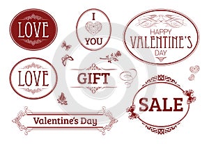 Valentine's day vintage banners, labels