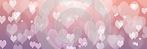 Valentine`s day or wedding background with hearts. Decorative, romantic love bokeh background. 3d illustration