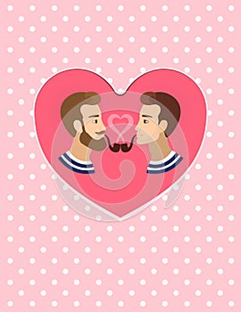 Valentine's greeting card gay homosexuals Couple illustration