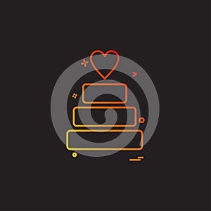 valentine's heart cake icon vector design