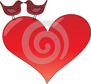 Valentine's heart with kissing birds