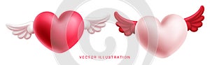 Valentine`s heart set vector design. Valentine`s day couple heart balloons flying elements isolated in white.