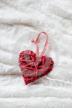 Valentine` s heart on the white pelage