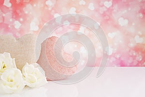 Valentine's hearts and roses with a bright background