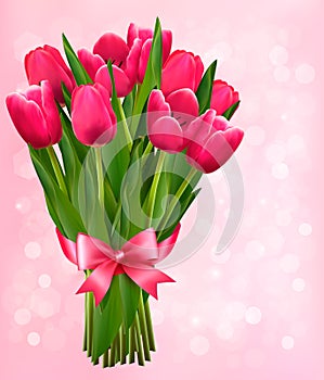 Valentine's holiday background with bouquet of pink flowers