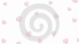Valentine s paper confetti pink or purple hearts flying in the isolated white background. Pink or purple sign symbols of love