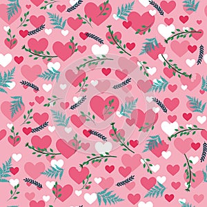 Valentine`s pattern with hearts and flowers