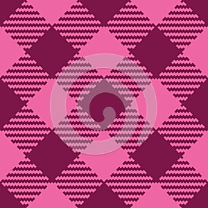 Valentine`s retro gingham diagonal check burgundy  pattern