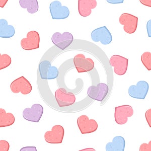 Valentine's seamless pattern with colorful sweetheart candies. Vector illustration.