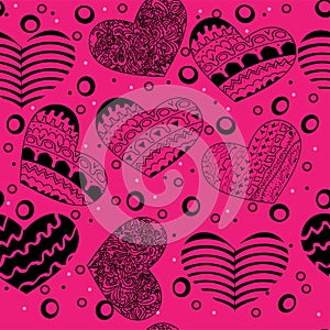 Valentine seamless hearts pattern with hearts