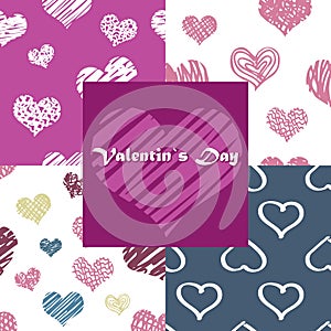 Valentine seamless pattern with hearts, Vector Illustration