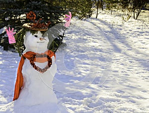 Valentine Snowman with heart