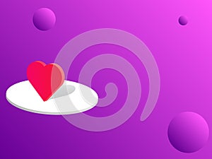 Valentine symbol on a stand with purple backgroud for Valentine`s day