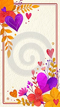 Valentine Themes Border with Paper Texture and Fireburst Spectrum Palette