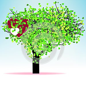 Valentine tree leaf from hearts. EPS 8
