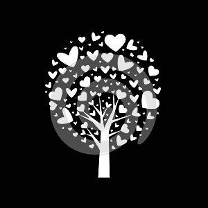 Valentine tree. leaf from hearts. Isolated on white background. Vector Illustration