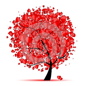 Valentine tree, love, leaf from hearts