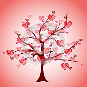 Valentine tree, love, leaf from hearts