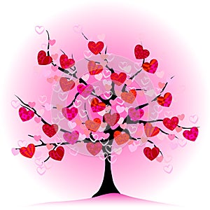 Valentine tree, love, leaf from hearts