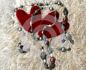 Valentine on a white background with beads