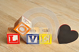 Valentine's Day.Love Spelled with colorful alphabet blocks