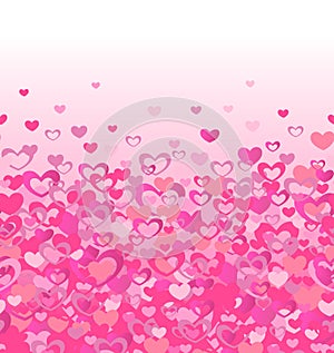 Valentines background with abstract pink hearts