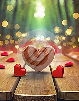 Valentines Background, Heart wood, Valentine day love