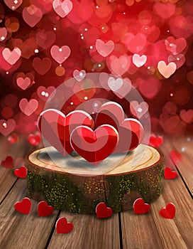 Valentines Background, Heart wood, Valentine day love