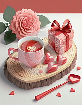 Valentines Background, Heart wood, Valentine day love