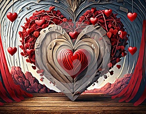 Valentines Background, Heart wood, Valentine day love